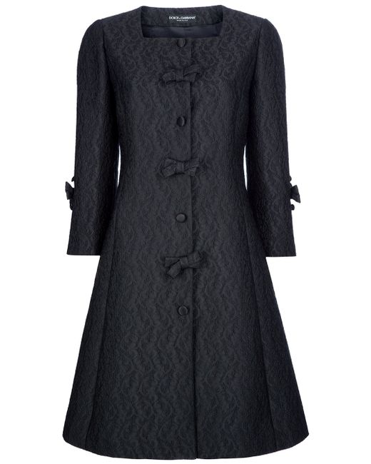 Dolce & Gabbana Flared Paisley Print Coat in Black | Lyst
