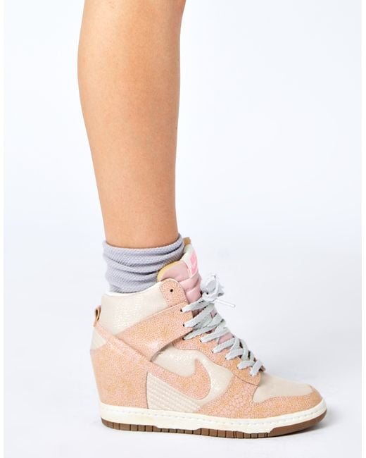 Nike Dunk Sky High Top Pink Wedge Trainers | Lyst