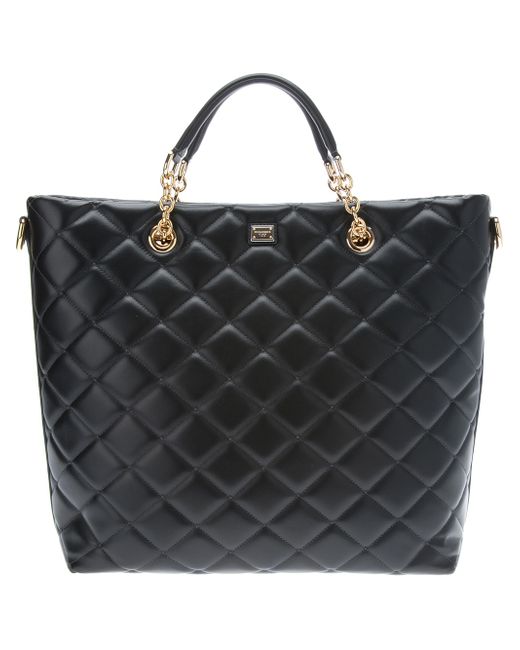 Dolce & Gabbana Quilted Tote Bag in Black | Lyst