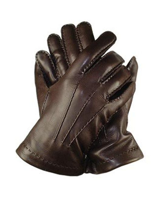 Forzieri Men's Cashmere Lined Dark Brown Italian Leather Gloves in