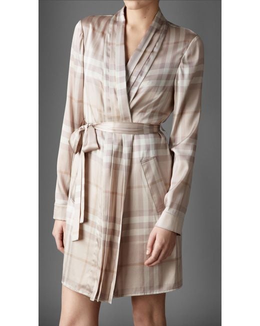 Burberry Natural Check Stretchsilk Dressing Gown