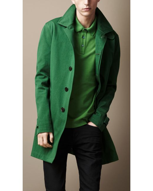 Burberry Brit Midlength Single Breasted Trench Coat in Green for Men | Lyst  UK