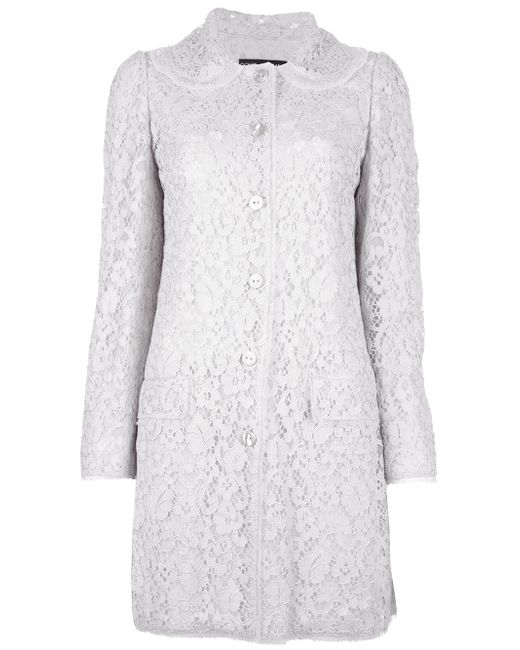 Dolce & Gabbana White Lace Dress Coat