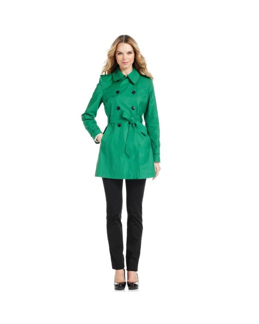 Tommy Hilfiger Green Doublebreasted Belted Trench Coat