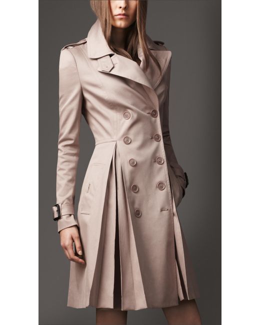 Burberry Natural Long Full Skirt Stretch Cotton Trench Coat
