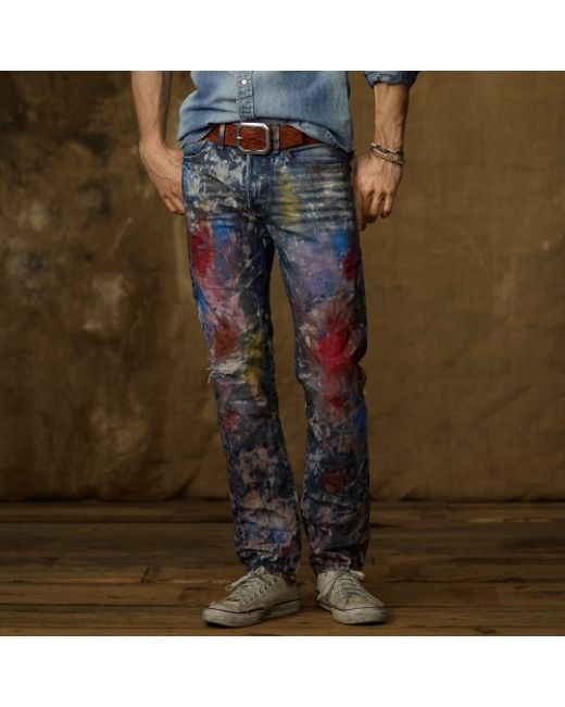 Ralph Lauren Blue Slim Fit Paint Splatter Jean for men