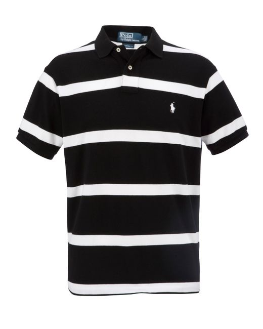 Polo Ralph Lauren Black Custom Fit Stripe Polo Shirt for men