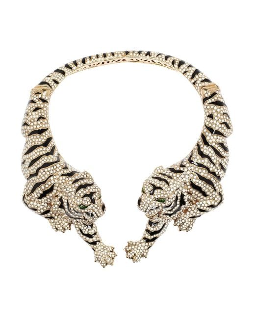 Roberto Cavalli Goldplated Swarovski Crystal Tiger Necklace in Metallic ...