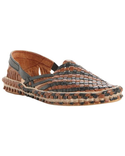 Dune Brown Greece Leather Woven Sandals for men