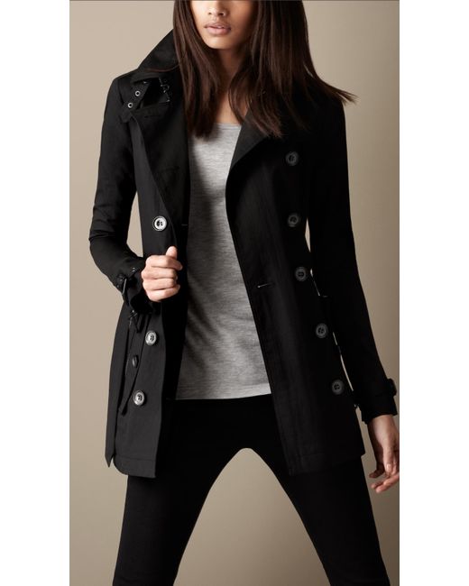 Technical Cotton Trench Coat In Black, Burberry Technical Cotton Trench Coat