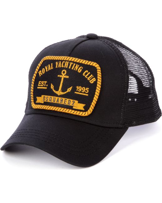 DSquared² Black Yacht Club Baseball Cap for men