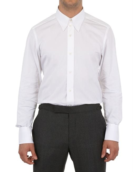 massefylde Kritisk dybde Tom Ford Cotton Poplin Tab Collar Slim Fit Shirt in White for Men | Lyst