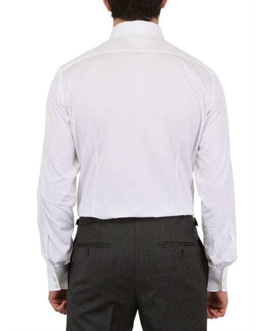 Tom Ford White Cotton Poplin Tab Collar Slim Fit Shirt for men