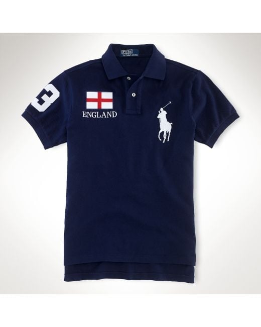 Polo Ralph Lauren Blue Custom fit England Flag Polo for men