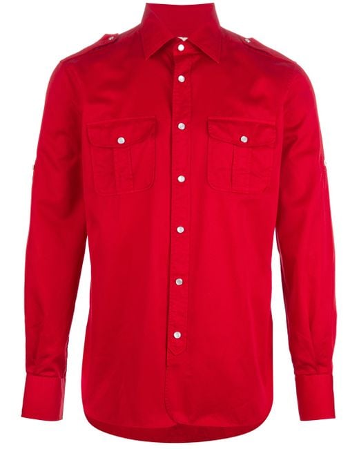Gx1983 Epaulette Shirt in Red for Men | Lyst