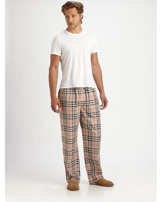 Burberry Checkprint Pajama Pants in Natural for Men | Lyst