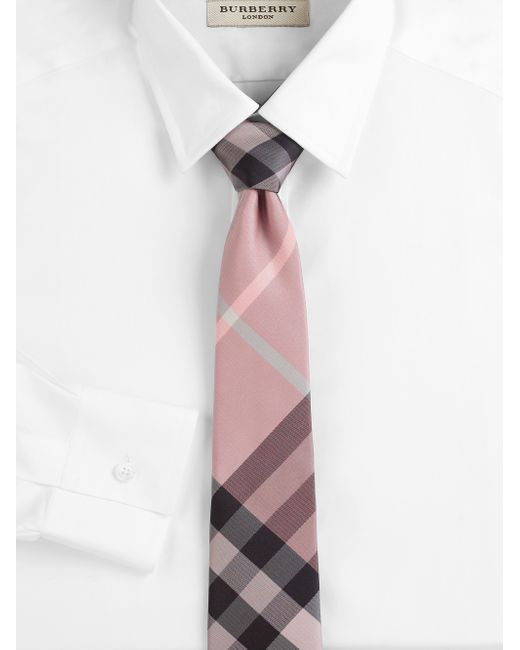 Burberry Check Silk Tie in Salmon (Pink) for Men | Lyst