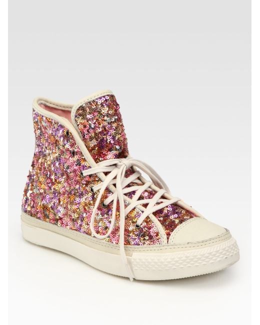 sequin high top sneakers