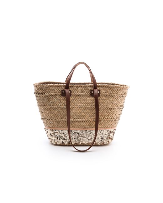 Juicy Couture Malibu Straw Sequin Beach Tote in Brown | Lyst