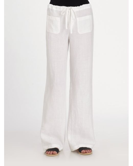 Vince Linen Beach Pants in White | Lyst