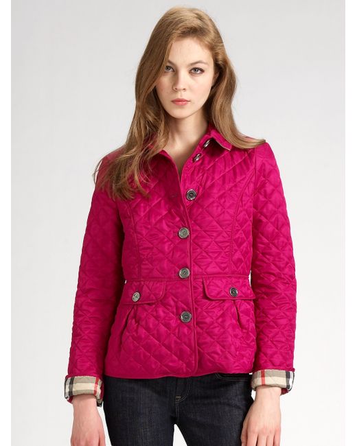 pink burberry quilted jacket