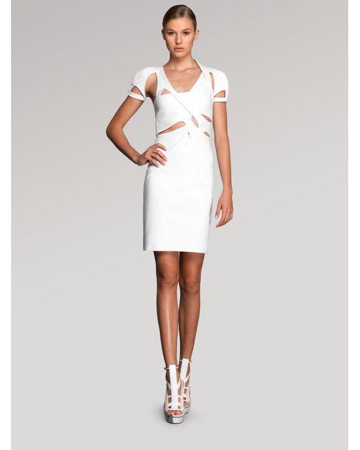 Gucci Cutout Dress in White | Lyst