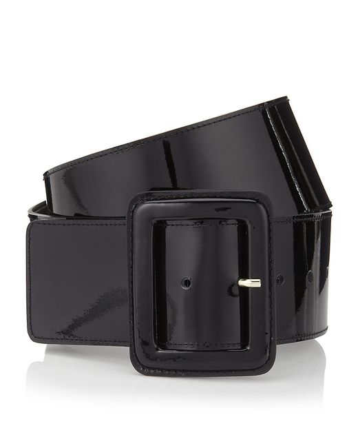 St. John Black Wide Patent Leather Belt