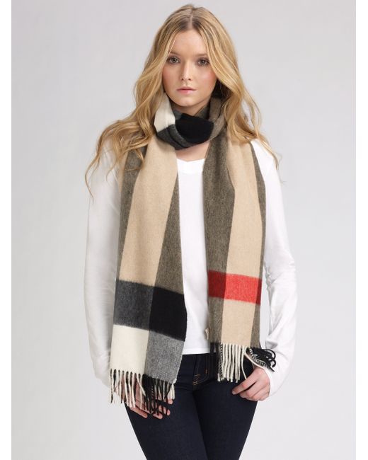 Womens Mens Accessories Mens Scarves and mufflers Burberry Cashmere Half Mega Check Scarf 