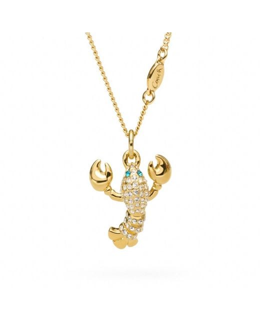 COACH Lobster Pendant Necklace in Metallic Lyst