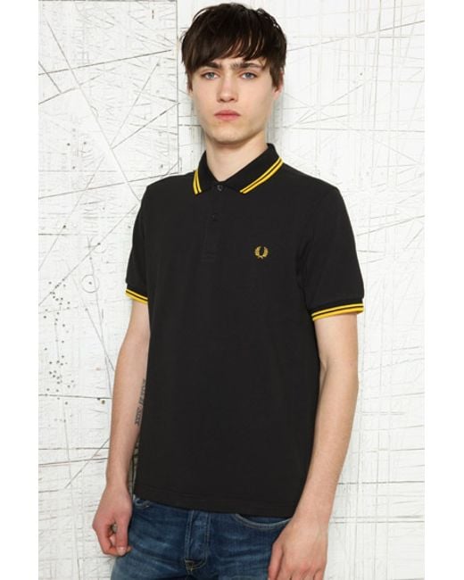 Fred Perry Black Yellow Twin Tip Polo Shirt for Men | Lyst UK