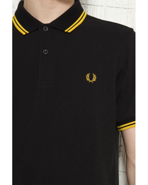 Fred Perry Black Yellow Twin Tip Polo Shirt for men