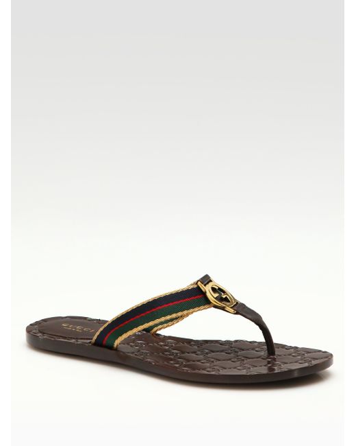 Gucci Gg Thong Sandals in Brown | Lyst