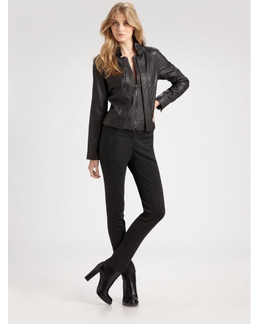 Elie Tahari Ruffled Leather Jacket in 
