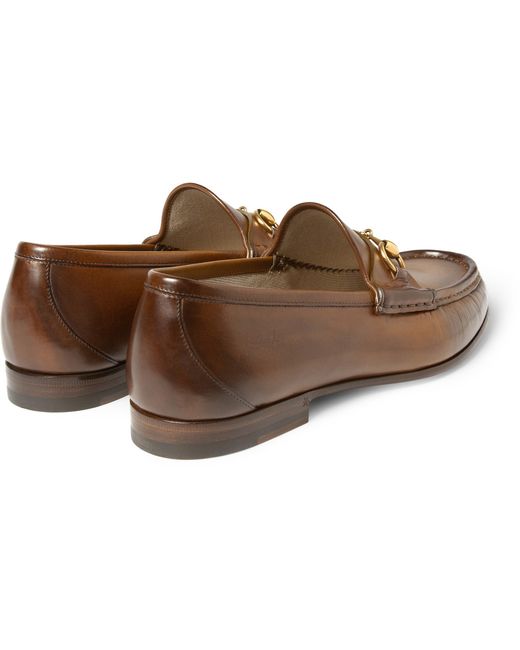 Gucci Horsebit Leather Loafers in Brown 