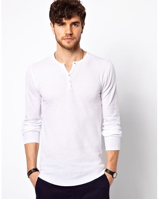 American Apparel Henley Top in White for Men | Lyst