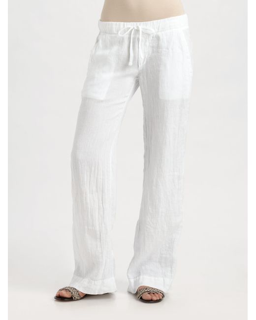 White Linen Cropped Wide Leg Trouser | WHISTLES |