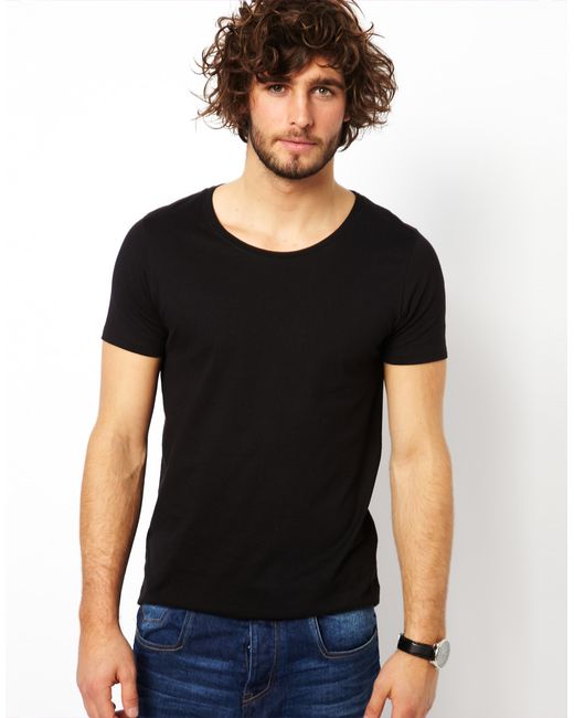 ASOS Black T-shirt With Scoop Neck for men