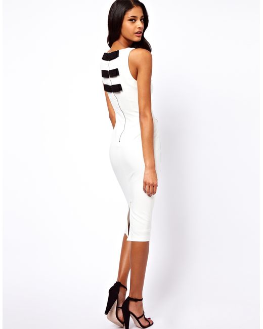 ASOS White Pencil Dress with Bow Back Detail