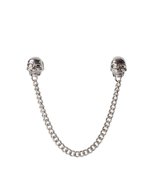ASOS Metallic Skull Collar Pins with Chain for men