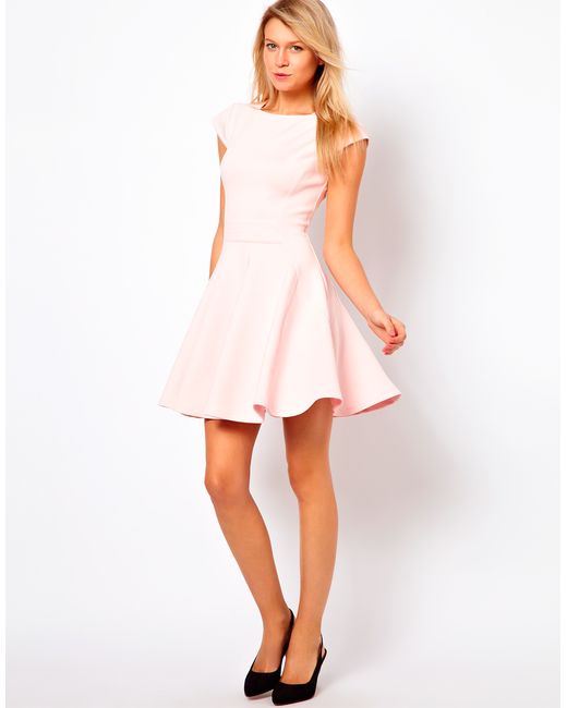 Ted Baker Pink Skater Dress with Capped Sleeves