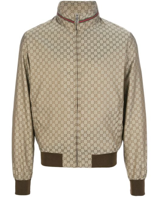 Gucci Logo Print Bomber Jacket in Metallic for Men | Lyst UK