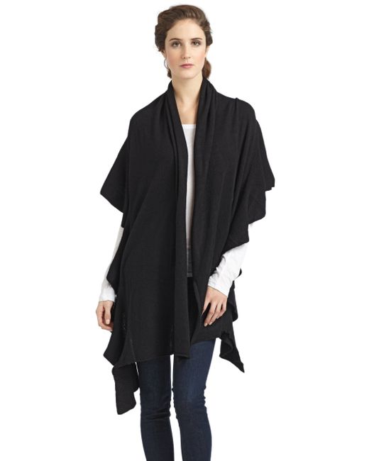 Portolano Cashmere Ruffle Wrap in Black | Lyst