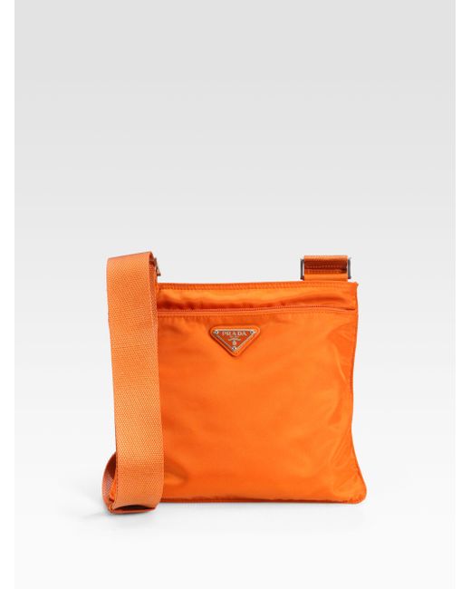 Prada Nylon Messenger Bag in Orange | Lyst