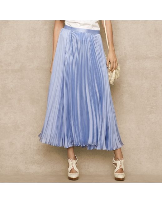 Ralph Lauren Blue Label Blue Pleated Silk Chiffon Skirt