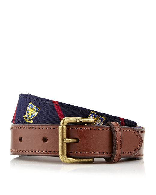 Polo Ralph Lauren Brown Silk Heraldic Club Belt for men