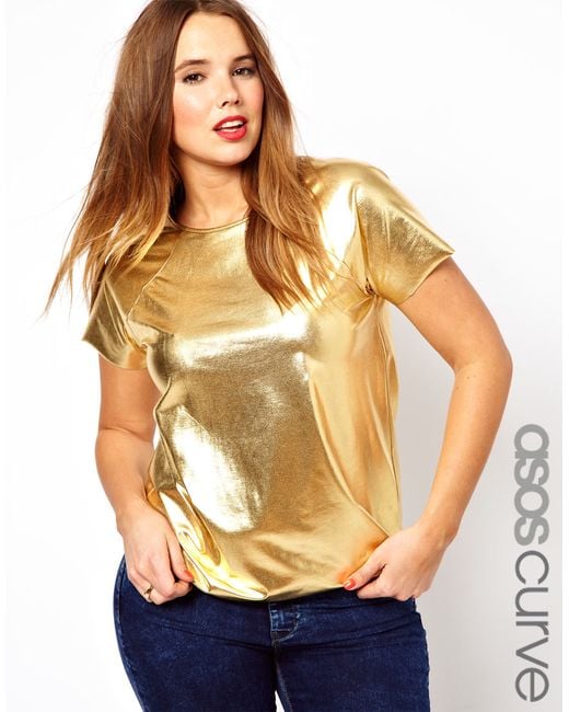 ASOS Metallic T-Shirt in Gold Foil