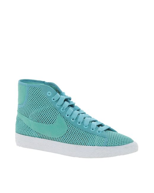 Nike Blue Blazer Mid Mesh Turquoise High Top Trainers for men