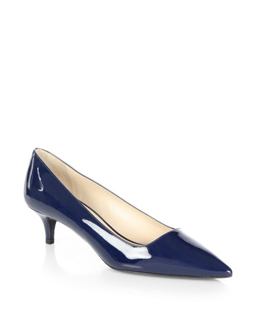 Prada Patent Leather Pumps in Blue | Lyst