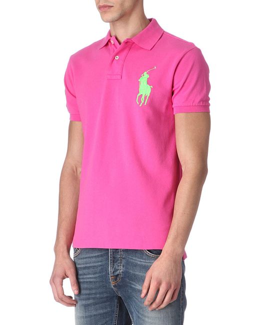 Ralph Lauren Pink Slim Fit Big Pony Polo Shirt for men