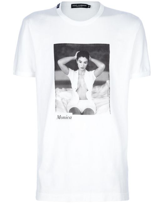 Dolce & Gabbana White Monica Bellucci Print T-shirt for men